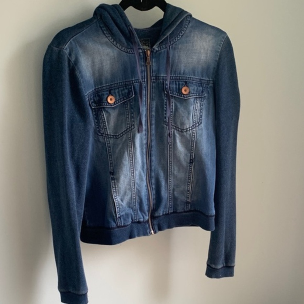 M hoodie denim jacket​